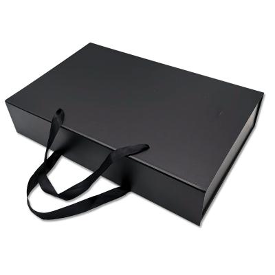 China Recyclable Custom Folding Black Paper Box Gift Storage Boxes Cardboard Flat Packaging for sale