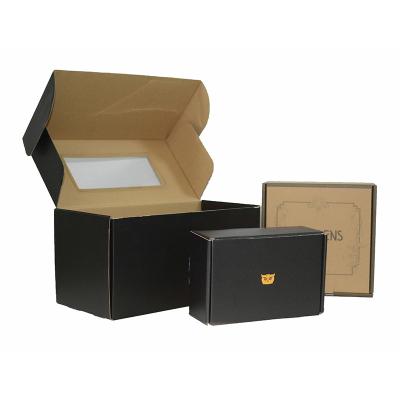 China Recyclable Custom Boxes With Logo Packaging Black Folding Gift Packaging Corrugated Paper Box for sale