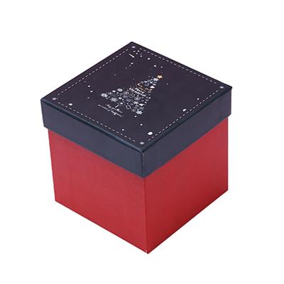 China Recyclable Square Tree Gift Box Cardboard Candy Packaging With Lid Small Luxury Custom Christmas Eve Boxes for sale