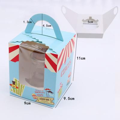 China Recyclable With Handle Pink Design Foldable Gift Cup Small Packaging Paper Cake Box for sale