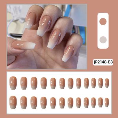 China European and American design flat head long wear fake matte nail shelves reusable artificial nail patch finished product for sale