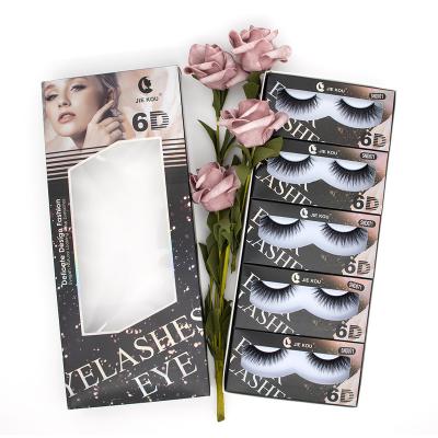 China Long JIE KOU natural 6D 10 pairs fluffy style pure handmade synthetic false eyelashes wholesale for sale