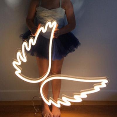 China Hotel Drop Shipping No MOQ Free Design Wall Mounted Vivid Led Indoor Outdoor Acrylic Neon Sign Angel Wing for sale