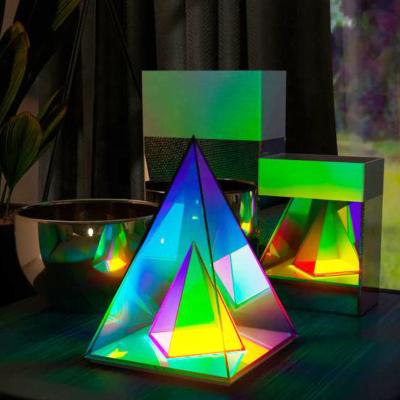 China Modern Trusted Dropshipping Colorful Acrylic Color Changing LED Pyramid Night Light for sale