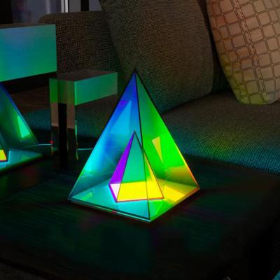 China Trusted Dropshipping Modern Change Color Acrylic Led USB Lamp Pyramid Night Light for sale