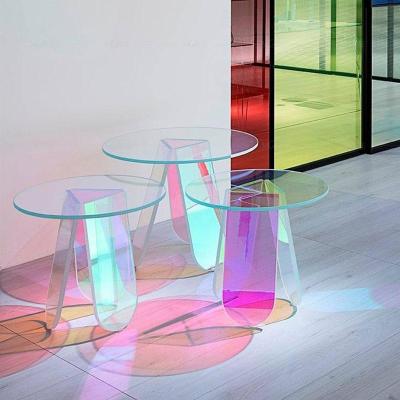 China Assembly style factory around living room acrylic rainbow coffee table colorful smart style in Korea for sale