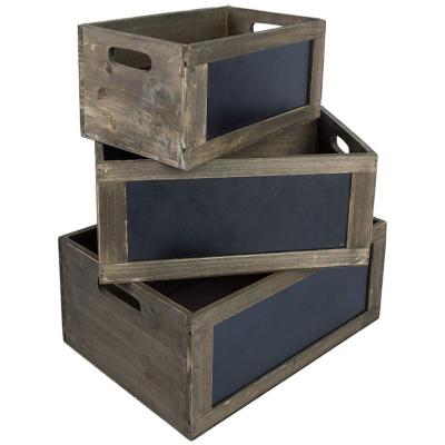 China Eco-friendly Unique Decorative Hot Selling Gift Basket Boxes Wooden Boxes Crate Basket Black Eco-Friendly for sale