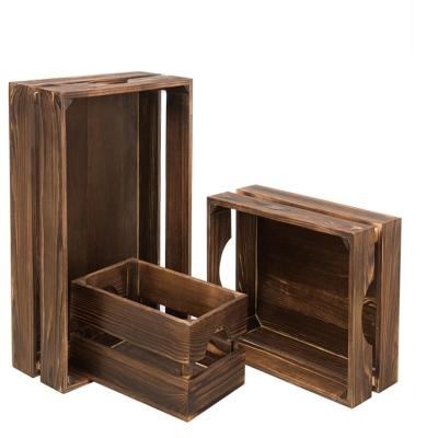 China Large Vintage Eco-friendly Decorative Storage Basket Wooden Gift Crate Box With Lid Furniture for sale