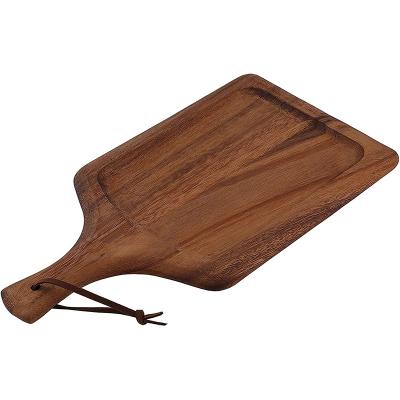 China Sustainable Cheese Paddle Board With Handle Pizza Bread Sandwich Cheese Appetizer Meat Vegetable Fruit Rectangular Wooden Cutting Board for sale