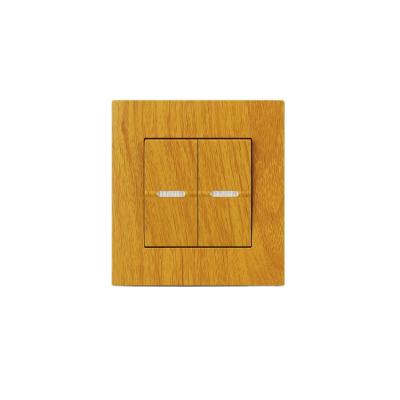 China Aulmo Electrical Superior 2 Gang 1 Way Switch British Standard Yellow Wooden Wall Panel Grain 1 Way Switch and 2 Way Switch for sale