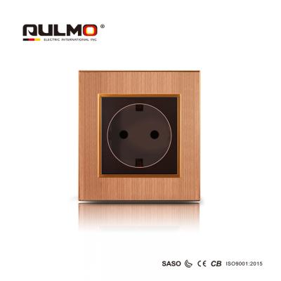 China AULMO 16A GERMAN DEEP SOCKET PC FRONT PLATE WITH BRUSHED ALUMINUM FRAME HIGH QUALITY GOOD DESIGN for sale