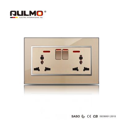 China AULMO Safe 2 STRIP SWITCH + 2 STRIP MULTIFUNCTIONAL SOCKET WITH PC FACEPLATE COLOR NEON PAINTING WITH ACRYLIC FRAME GOOD QUALITY for sale