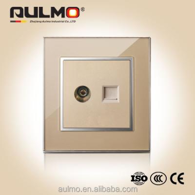 China Safe brushed aluminum TEL+TV socket for sale