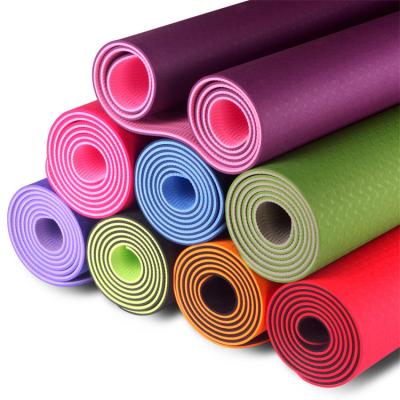 China Custom Logo Eco Friendly Tpe Yoga Mat Selling New Products Two Color Durable Warm Foldable Non-slip Exercise Mat for sale