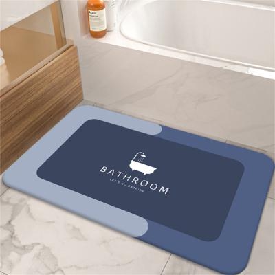 China Sustainable Custom Soft Bath Mat Water Absorbent Bathroom Rug Mat For Hotel Household Non-slip Natural Rubber Diatomite for sale