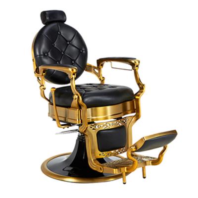 China Barber Shop Furniture Gold Modern Luxury Leather Barber Chair Salon Chair Hair Equipment Styling Chair for sale