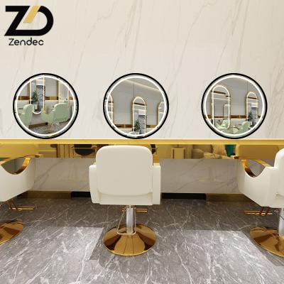 China Special Lighted Dressing Table Barber Hair Dressing Salon Mirror Modern Retro Tool Hair Salon Table Mirror Salon Makeup for sale