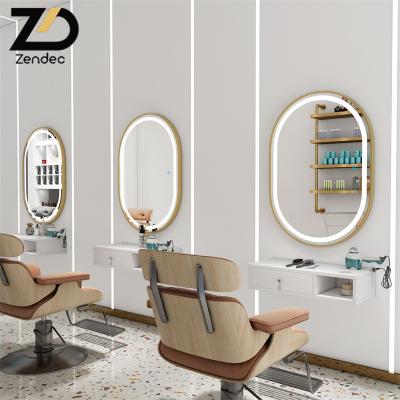 China Modern Modern Living Room Furniture Black View Around Styling Mirror , Aluminum Alloy LED Living Room Gold Mirror With Tool Cabinet for sale