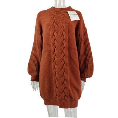 China Anti-pilling Casual Dress Sweater Design For Women Knitted Thick Pullover O-Neck for sale