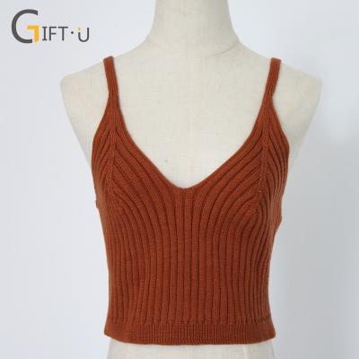 China Women Summer Anti-pilling Sleeveless Sexy Deep V-Neckline Knit Camisole Tops Pullover Sweater Vest for sale