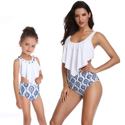 China Breathable Swimsuits For Girls Women Swimsuit Tassels Family Matching Swimsuits Mom And Daughter Swimwear Bikini for sale