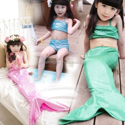 China New 3Pcs Children Girls Mermaid Tail Swimmable Bikini Set Breathable Swimwear Bathing Suit Set 2017 New Kids Bikinis for sale