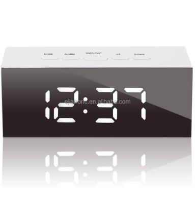 China LUMINOVA EK8003 Modern Right Angle White Digit Mirror LED Digital Alarm Clock for sale