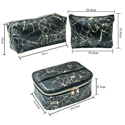 China Marble design PU leather cosmetic makeup bags cases travel toiletry cosmetic bag for sale