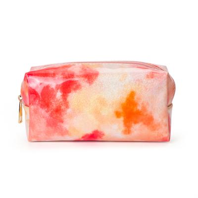 China Small Cute Tie Dye Rainbow Makeup Bag Pouch Cosmetic Bag PU leather pencil case bag for sale