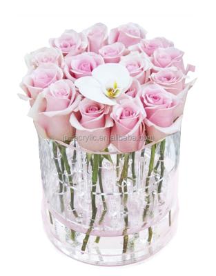 China Wholesale Handmade High Quality Transparent Acrylic Luxury Round Flower Box for sale