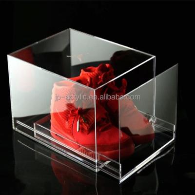 China Hot Selling Eco-friendly Customized Clear Acrylic Sneaker Shoe Storage Box With Drawer for sale