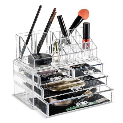 China Eco - Friendly Makeup Organizer 3 Piece Acrylic Cosmetic Storage Drawers And Jewelry Display Box for sale