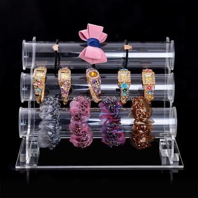 China Eco - Friendly Transparent Acrylic Assembly Tube Fashion Jewelry Display Stand for sale