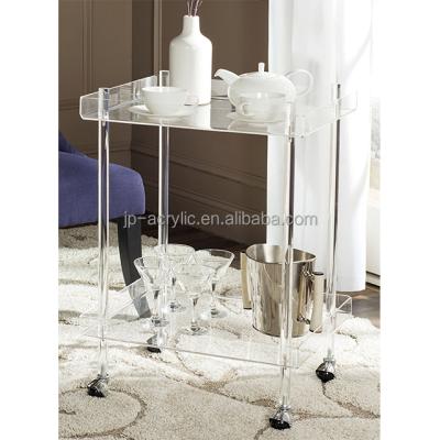 China Eco-friendly Clear Acrylic Model Car Display Cases Rolling Drinks Kitchen Serving Trolley Cart On Wheels for sale