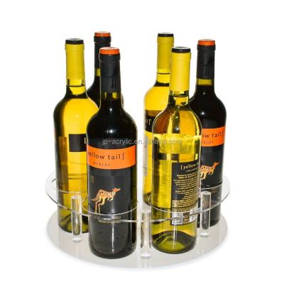 China Wine Bottle 6 Clear Acrylic Viable Rotating Susan Counter Top Lazy Perfect For Wine Bottles for sale