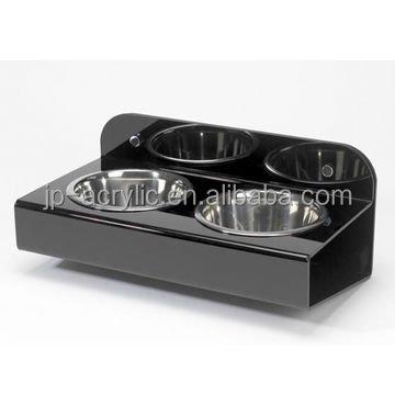 China Customized Viable Clear Or Black Acrylic Pet Driver Dog Bowl Holder for sale