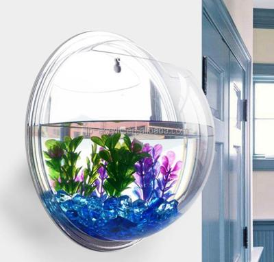 China Table Top Home Decor Or Luxury Wall Mounted Round Wall Mounted Acrylic Plastic Fish Bowl for sale