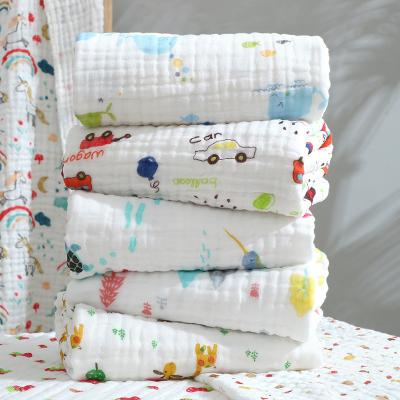 China PORTABLE RTS 6 Layer Gauze Print Blanket Muslin Fabric 100% Cotton Wrap Organic Muslin Wrap Blankets Cotton Muslin Wrap Blanket for sale