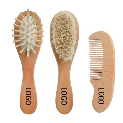 China All wool stain main natural wooden baby brush small reading brush soft and comfortable beard baby portable wooden reading brush for sale