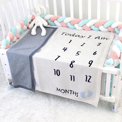 China Skin Friendly INS Baby Milestone Blanket With Accessories Photo Newborn 100% Organic Cotton Baby Monthly Milestone Blanket Baby Knit Blanket for sale