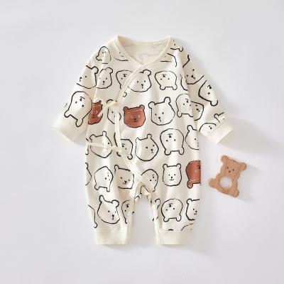 China INS Cartoon Soft Cozy Bear Print Autumn Newborn Clothes Baby Bodysuit Spring Long Sleeves Soft Baby Rompers 100% Cotton for sale