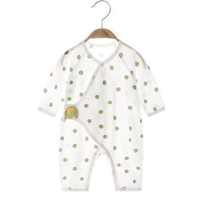 China Soft Comfortable Dot Organic Baby Summer Romper Thin Newborn Clothes Rompers Air Conditioning Clothes Pajamas Long Sleeves Baby Jumpsuit Cotton for sale