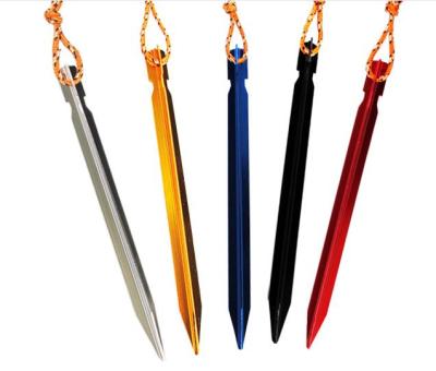 China 18CM Outdoor Alloy Aluminum Alloy Diamond Ground Foil Nail With Wind Rope for sale