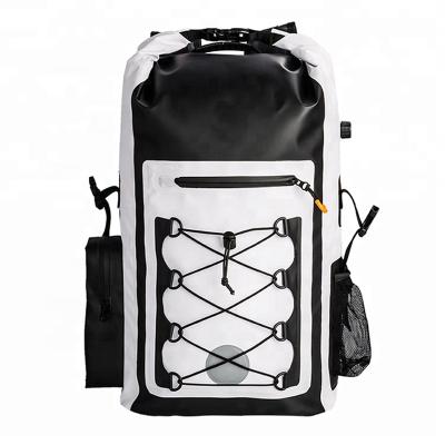 China Hot sale waterproof large capacity white and black cylinder office backpack zipper waterproof front pocket for traveling camping for sale