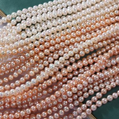 China Jewelry Making Wholesale 5.5-6mm Almost Round Loose Round Freshwater Pearl Akoya Pearls Strand for sale