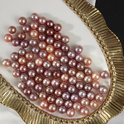 China Jewelry Making Wholesale 9-10mm Natural Freshwater Pearl Round Naked Beads Edison Loose Pearl Pearls for sale