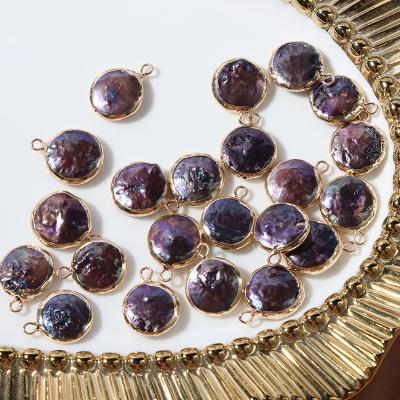 China Jewelry Making Pearl 13-14mm Baroque Pearl Buttons Purple Loose Pearls Natural Freshwater Pearl Nudity Pearl Freshwater Pearl Pendants for sale