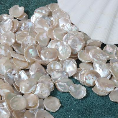 China Jewelry Making Low Moq 13mm Stacked Hole Thin Petals Baroque Freshwater Nature White Loose Beads For Jewelry Making for sale