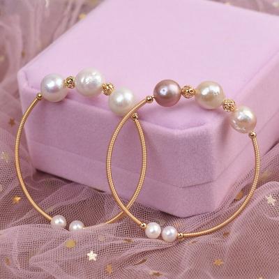 China Baroque Pearl Bracelet 14k Gold Pearl Jewelry Delicate Adjustable Bangle Simple Freshwater Adjustable Bracelet for sale