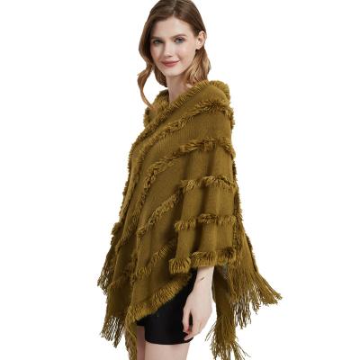 China European and American street style new spring, autumn and winter V-neck solid color knitted European plush, American shawl for sale